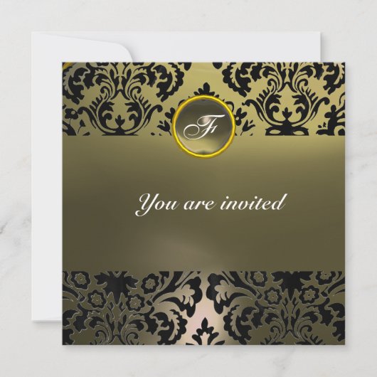 Invitation DAMASK GEM STONE MONOGRAM gris (Devant)