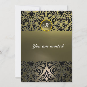Invitation DAMASK GEM STONE MONOGRAM gris
