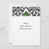 Invitation DAMASK GEM STONE MONOGRAM jade vert feutre rsvp (Dos)