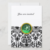 Invitation DAMASK GEM STONE MONOGRAM jade vert moucheté (Devant)
