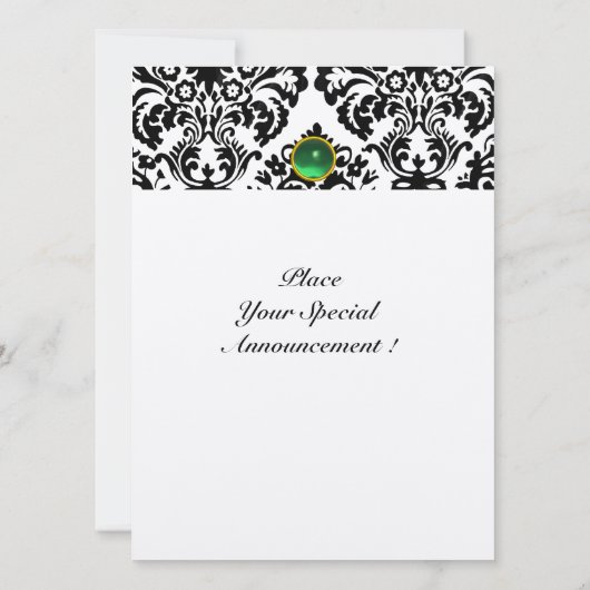 Invitation DAMASK GEM STONE MONOGRAM jade vert moucheté (Dos)