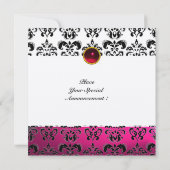 Invitation DAMASK GEM STONE MONOGRAM or rouge bordeaux (Dos)