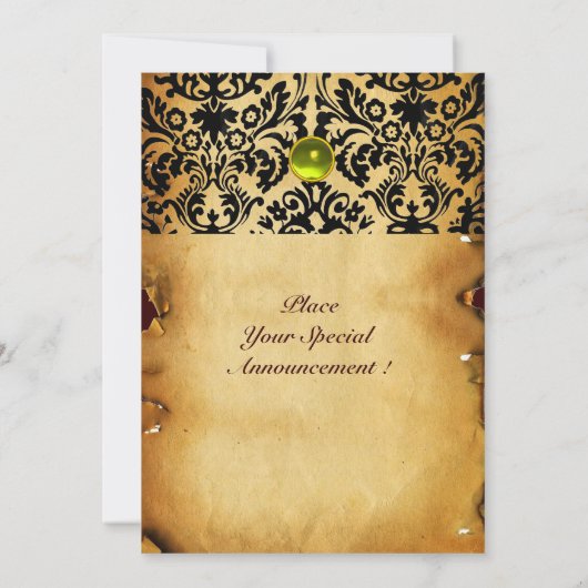 Invitation DAMASK GEM STONE MONOGRAM parchemin jaune (Dos)