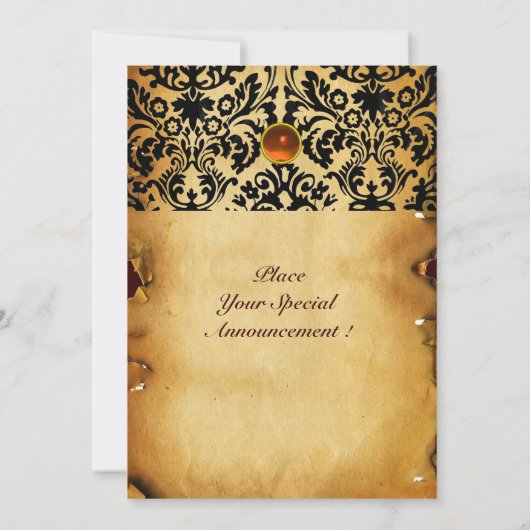 Invitation DAMASK GEM STONE MONOGRAM parchemin orange (Dos)