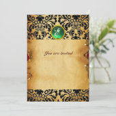 Invitation DAMASK GEM STONE MONOGRAM parchemin vert (Debout devant)