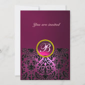 Invitation DAMASK GEM STONE MONOGRAM rubis rose baisée (Devant)