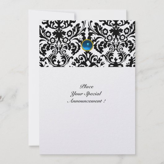 Invitation DAMASK GEM STONE MONOGRAM saphir bleu glace (Dos)