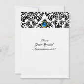 Invitation DAMASK GEM STONE MONOGRAM saphir bleu lin rsvp (Dos)