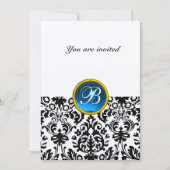 Invitation DAMASK GEM STONE MONOGRAM saphir or bleu (Devant)