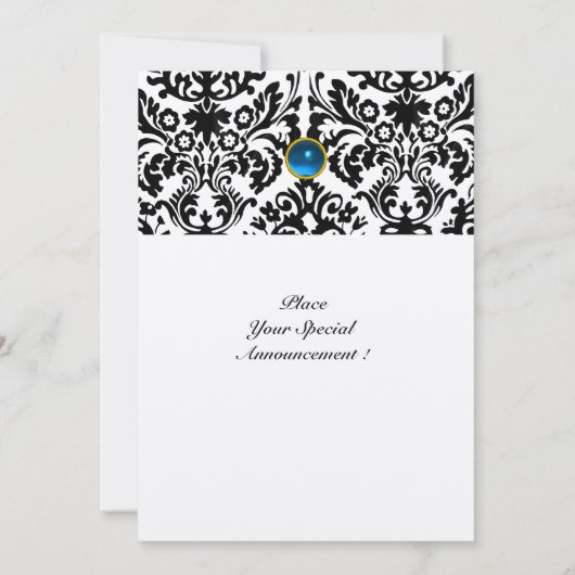 Invitation DAMASK GEM STONE MONOGRAM saphir or bleu (Dos)