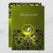 Invitation DAMASK GEM STONE MONOGRAM topaz jaune (Devant / Derrière)