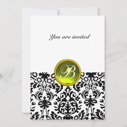 Invitation DAMASK GEM STONE MONOGRAM topaz jaune blanc (Devant)