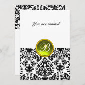 Invitation DAMASK GEM STONE MONOGRAM topaz jaune blanc (Devant / Derrière)