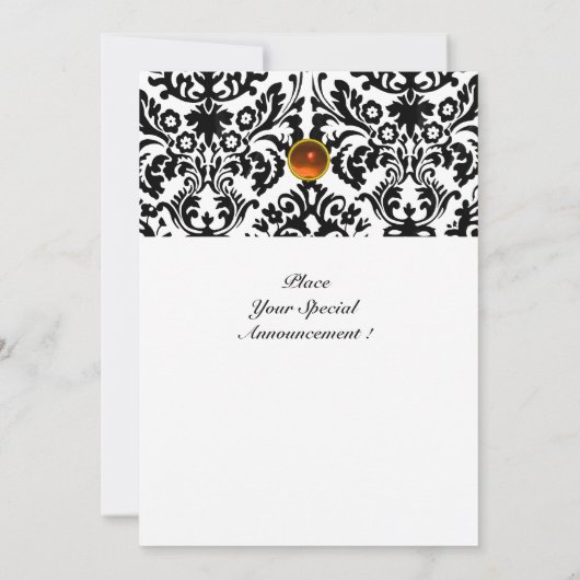 Invitation DAMASK GEM STONE MONOGRAM topaz orange blanc (Dos)