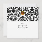 Invitation DAMASK GEM STONE MONOGRAM topaz orange blanc (Dos)