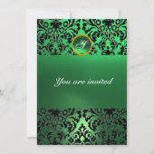Invitation DAMASK GEM STONE MONOGRAM vert jade (Devant)