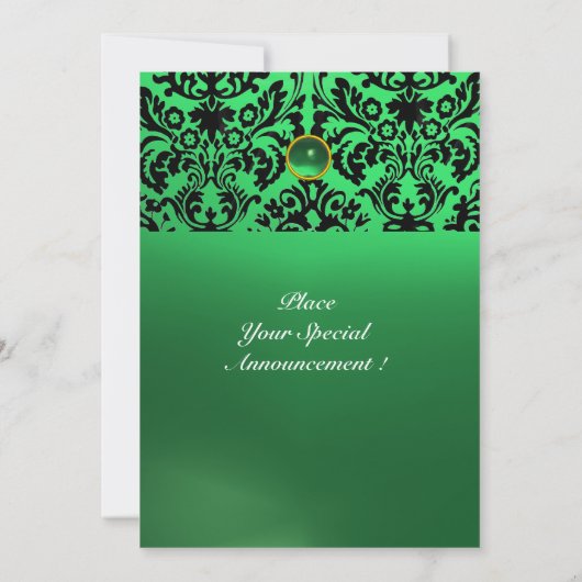 Invitation DAMASK GEM STONE MONOGRAM vert jade (Dos)