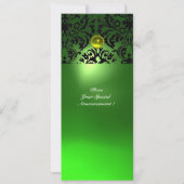 Invitation DAMASK GEM STONE MONOGRAM vert jaune (Dos)
