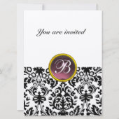 Invitation DAMASK GEM STONE MONOGRAM violet tacheté (Devant)