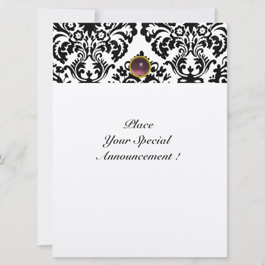Invitation DAMASK GEM STONE MONOGRAM violet tacheté (Dos)