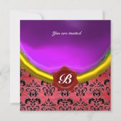 Invitation DAMASK GEM STONE MONOGRAM violet violet soie (Devant)