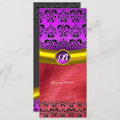 Invitation DAMASK GEM STONE MONOGRAM violet violet soie (Devant / Derrière)