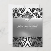 Invitation DAMASK GEM STONE MONOGRAMME blanc (Devant)