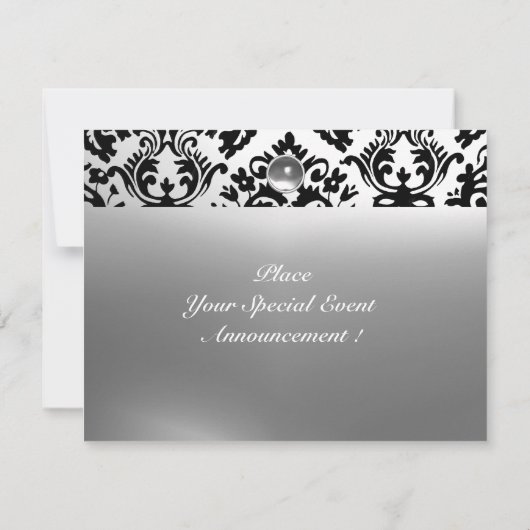Invitation DAMASK GEM STONE MONOGRAMME blanc (Dos)