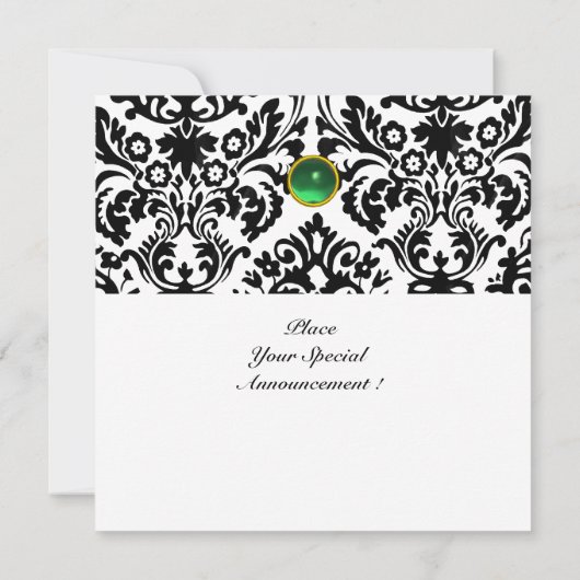 Invitation DAMASK GEM STONE MONOGRAMME Jade vert blanc (Dos)