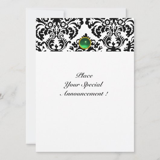 Invitation DAMASK GEM STONE MONOGRAMME Jade vert blanc (Dos)