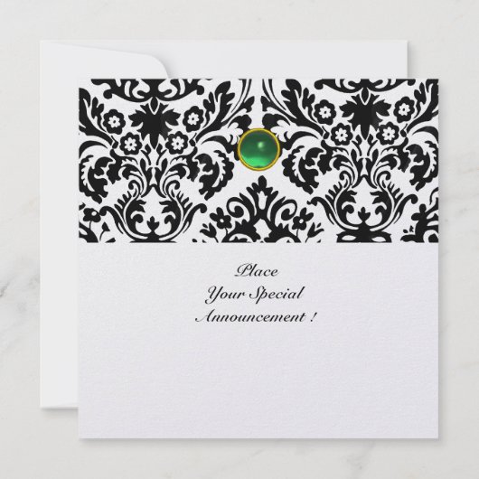 Invitation DAMASK GEM STONE MONOGRAMME Jade verte glace (Dos)