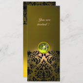 Invitation DAMASK GEM STONE MONOGRAMME jaune (Devant / Derrière)