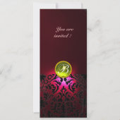 Invitation DAMASK GEM STONE MONOGRAMME jaune rouge bordeaux (Devant)