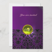 Invitation DAMASK GEM STONE MONOGRAMME jaune violet (Devant)