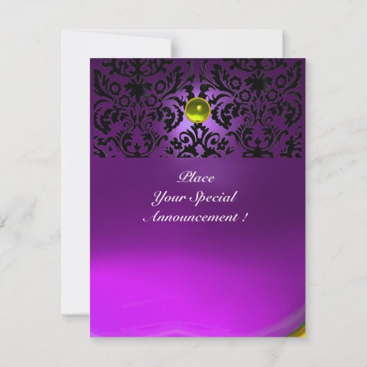 Invitation DAMASK GEM STONE MONOGRAMME jaune violet (Dos)