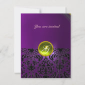 Invitation DAMASK GEM STONE MONOGRAMME jaune violet (Devant)