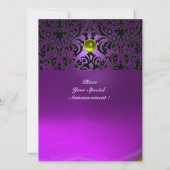 Invitation DAMASK GEM STONE MONOGRAMME jaune violet (Dos)