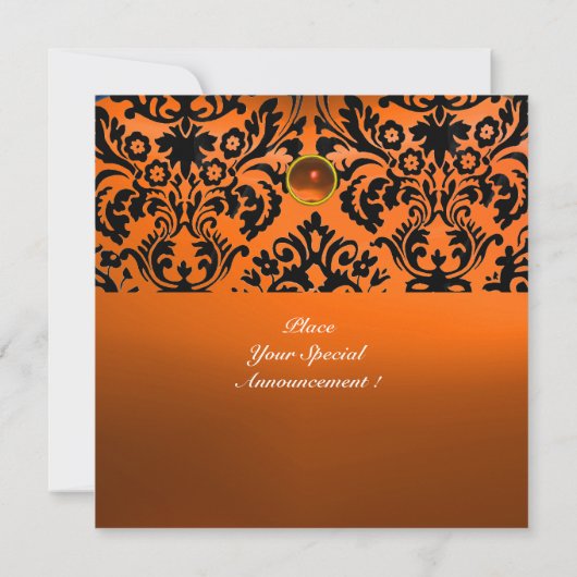Invitation DAMASK GEM STONE MONOGRAMME orange agate, jaune (Dos)