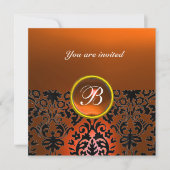 Invitation DAMASK GEM STONE MONOGRAMME orange agate, jaune (Devant)
