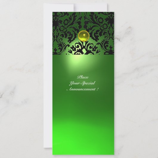 Invitation DAMASK GEM STONE MONOGRAMME vert jaune (Dos)