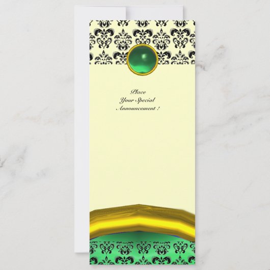 Invitation DAMASK GEM STONE MONOGRAS vert blanc jaune noir (Dos)