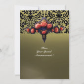 INVITATION DAMASK GEMME ET ROSES PINK MONOGRAMME (Dos)