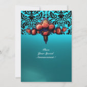 INVITATION DAMASK GEMME ET ROSES ROSES MONOGRAMME (Dos)