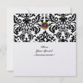 Invitation DAMASK GEMME MONOGRAMME améthyste glace violette (Dos)