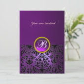 Invitation DAMASK GEMME MONOGRAMME améthyste pourpre (Debout devant)