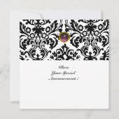 Invitation DAMASK GEMME MONOGRAMME améthyste pourpre blanc (Dos)