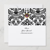 Invitation DAMASK GEMME MONOGRAMME améthyste pourpre or (Dos)