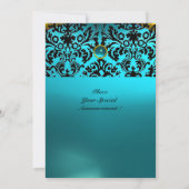 Invitation DAMASK GEMME MONOGRAMME bleu aquamarin (Dos)