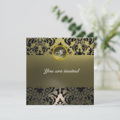 Invitation DAMASK GEMME MONOGRAMME gris (Debout devant)
