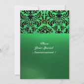 Invitation DAMASK GEMME MONOGRAMME jade vert (Dos)